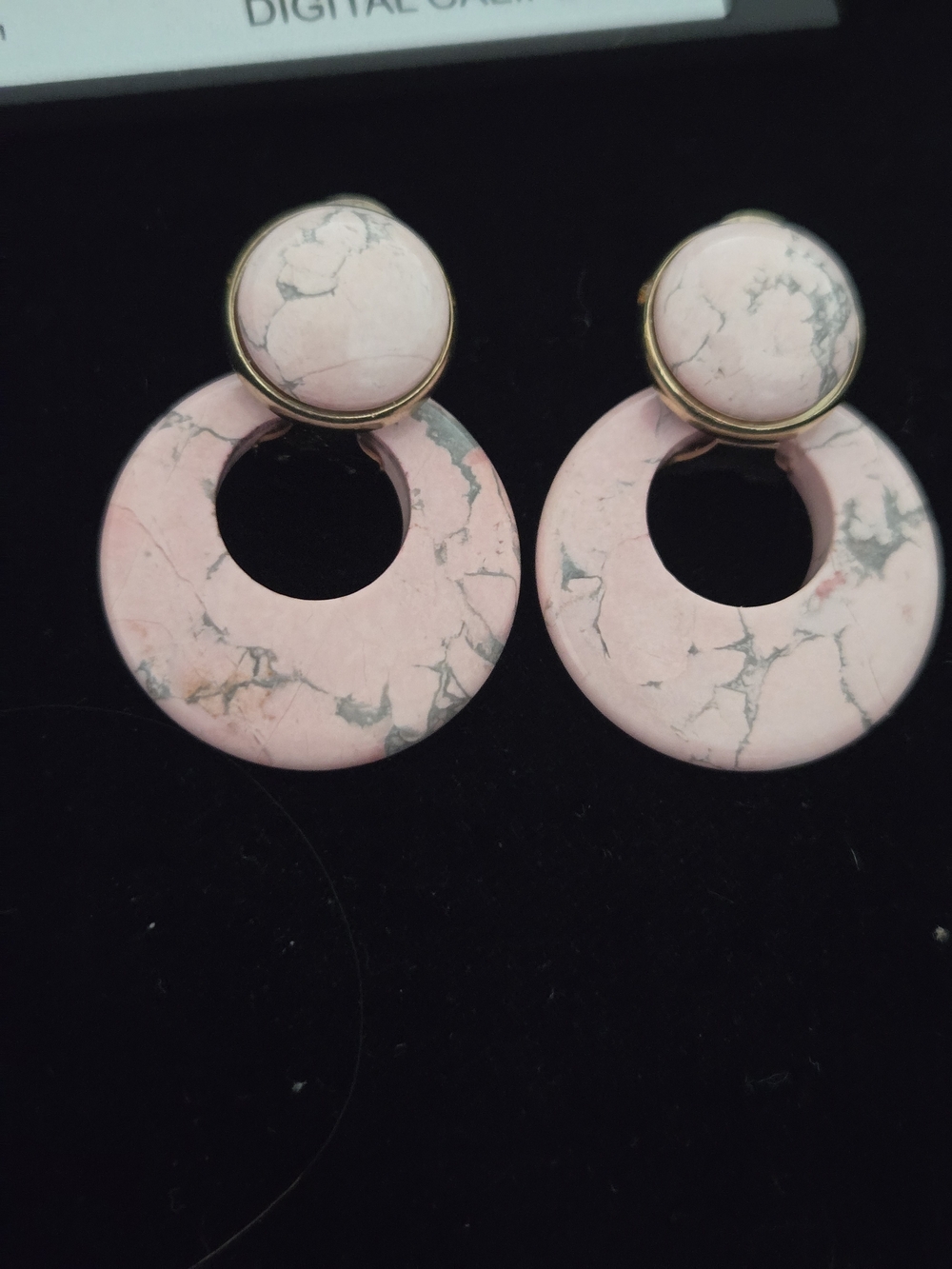 Pink Natural Hoop Door Knocker  Earrings
